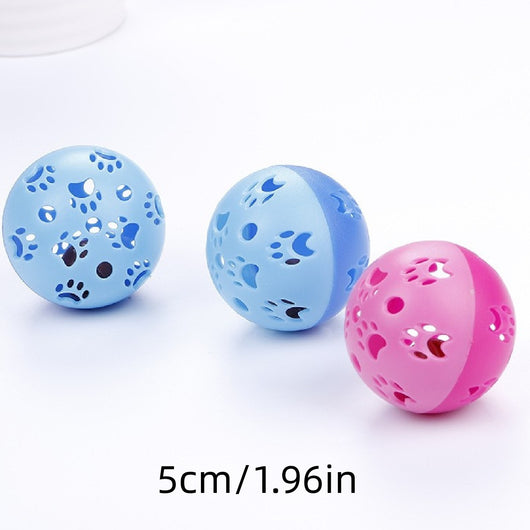 Six colorful plastic bell mesh hollow cat teasing balls in orange, green, red, purple, and pink, each 4cm. - Image 17
