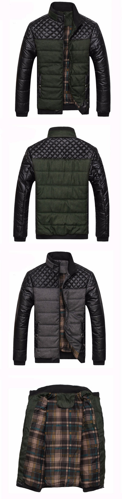 Abrigo de Invierno para Hombre Talla 4XL con Parches PU y Cuello Estructurado - Image 5
