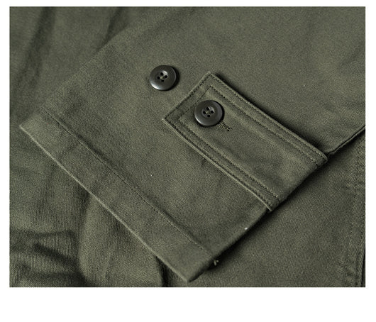 Camisa de Trabajo Algodón Satinado Verde Oliva para Hombre - Image 18
