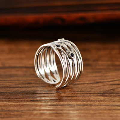 Anillo de Plata S925 Tejido Ancho Vintage para Mujer - Image 7