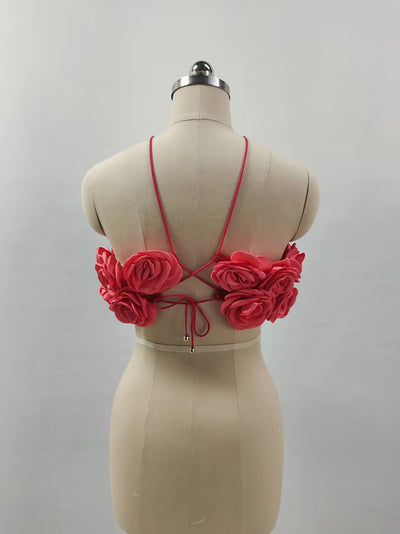 Top Halter Tejido con Rosas 3D y Tirantes Ajustables - Image 13