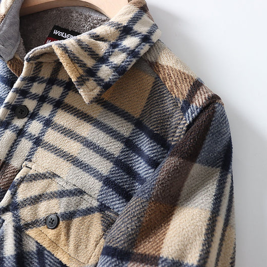 Camisa de Franela a Cuadros Cálida y Cómoda con Solapa - Image 11