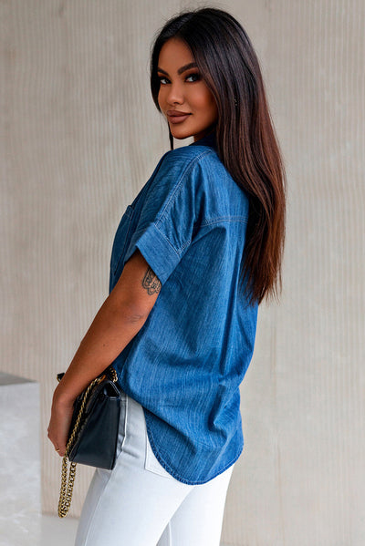 Camisa Casual de Solapa Lisa - Versátil y Minimalista - Image 39