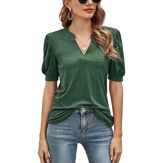 Blusa Casual Mujer Cuello V con Mangas Abullonadas Suelta - Image 14