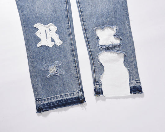 Pantalones Vaqueros Desgastados con Parches y Detalles Rotos - Image 4