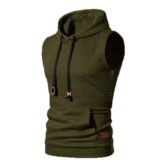 Sudadera sin Mangas Jacquard Tejida de Color Sólido para Hombre - Image 2