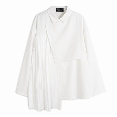 Blusa Plisada Asimétrica Estilo Británico para Mujer - Image 2