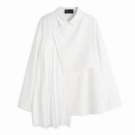 Blusa Plisada Asimétrica Estilo Británico para Mujer - Image 2