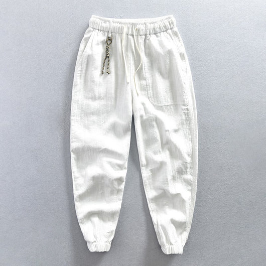 Pantalones Cortos Casuales de Algodón y Lino Relajados para Hombre - Image 6