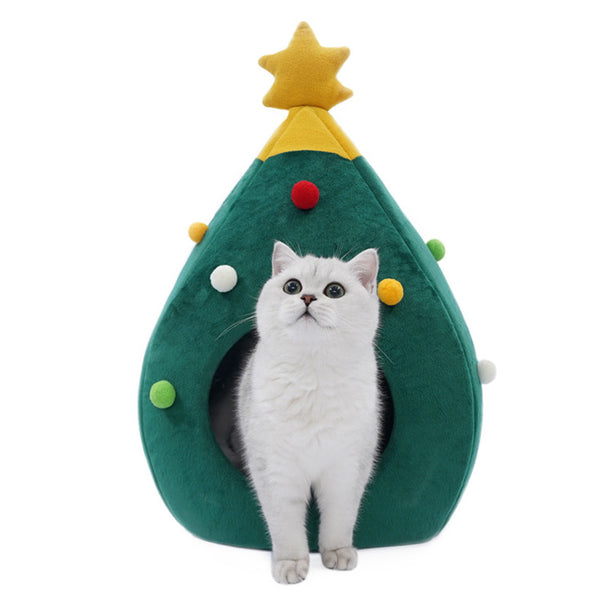 Cama Cueva Térmica para Gatos y Perros - Nido Navideño Cómodo y Lavable