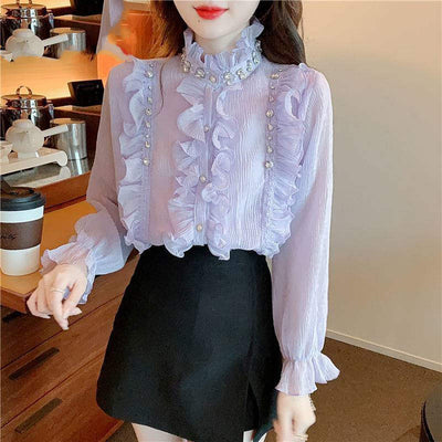 Blusa de Gasa Elegante con Borde Texturizado - Diseño Puro y Sofisticado - Image 3