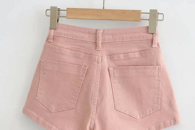 Shorts de Mezclilla Cintura Alta Básicos Elásticos con Textura Acanalada - Image 14