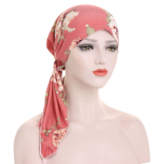 Turbante con Cola Curva y Flores - Gorro Tipo Pullover - Image 31