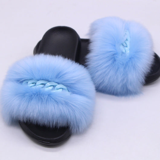 Pantuflas de Piel Sintética de Zorro con Cadena - Sandalias Peluche Cómodas - Image 9