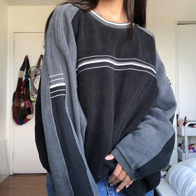 Blusa Suéter Patchwork Manga Larga Cuello Redondo Oversize para Mujer - Image 10