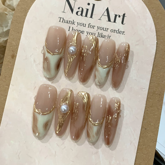 Uñas Postizas Diseño Otoño Invierno - Manicura Artesanal Lista para Usar - Image 4