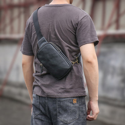Bolsa de Pecho de Cuero para Hombre - Bandolera Casual - Image 8