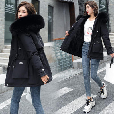Abrigo Acolchado Oversize con Cuello de Pelaje para Mujer - Talla Plus - Image 4