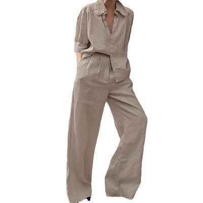 Conjunto Dos Piezas: Camisa Suelta Manga Larga y Pantalón Ancho Cómodo - Image 5