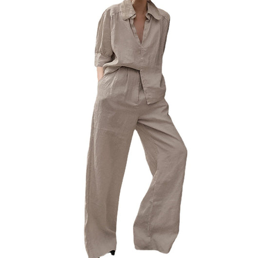 Conjunto Dos Piezas: Camisa Suelta Manga Larga y Pantalón Ancho Cómodo - Image 5