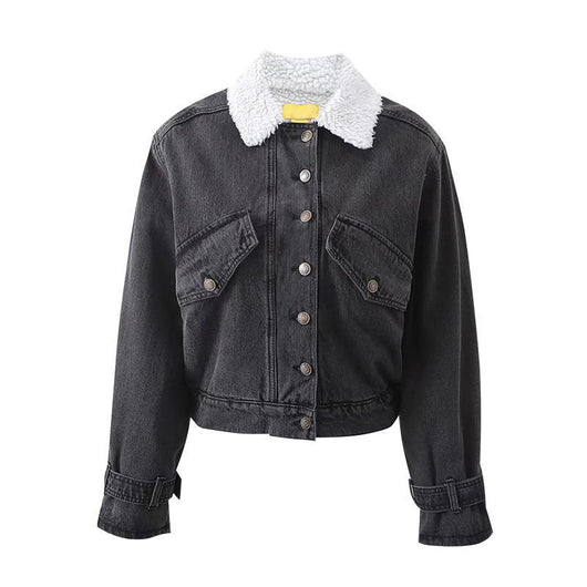 Chaqueta Denim Retro Americana con Forro de Lana para Mujer - Image 13