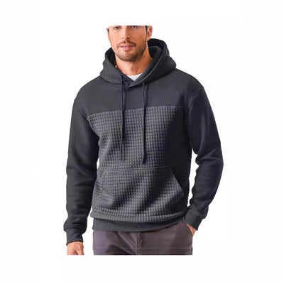 Chaqueta Sudadera Deportiva Talla Grande con Forro Polar y Diseño Patchwork Cuadros - Image 3