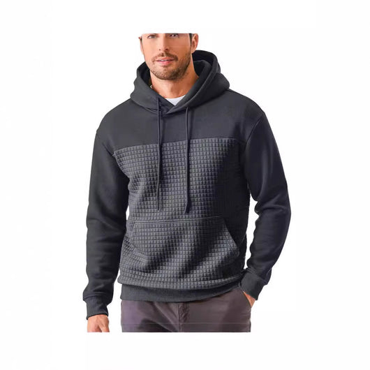 Chaqueta Sudadera Deportiva Talla Grande con Forro Polar y Diseño Patchwork Cuadros - Image 3