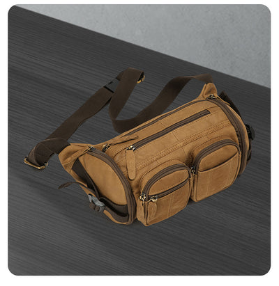 Bolso Bandolera de Cuero Genuino para Hombre - Gran Capacidad y Estilo Vintage - Image 9