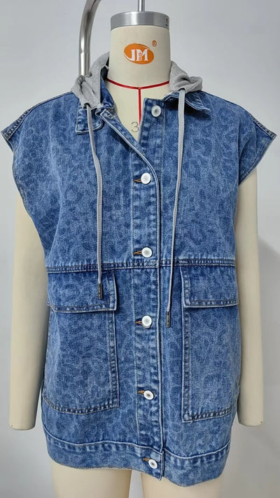 Chaleco Denim sin Mangas Mujer - Tendencia Europea Americana Verano