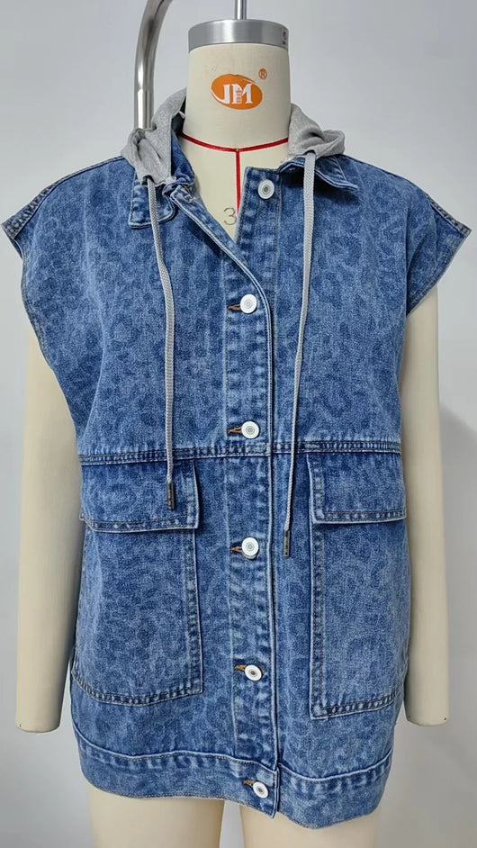 Chaleco Denim sin Mangas Mujer - Tendencia Europea Americana Verano