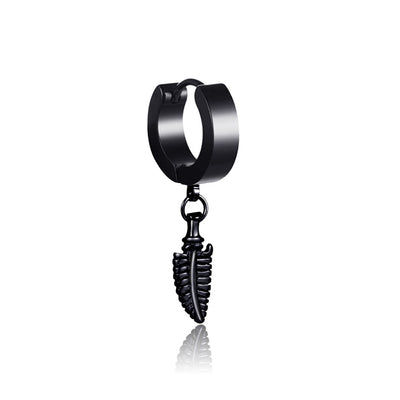 Arete de Acero Inoxidable con Diseño de Hoja para Hombre - Image 9