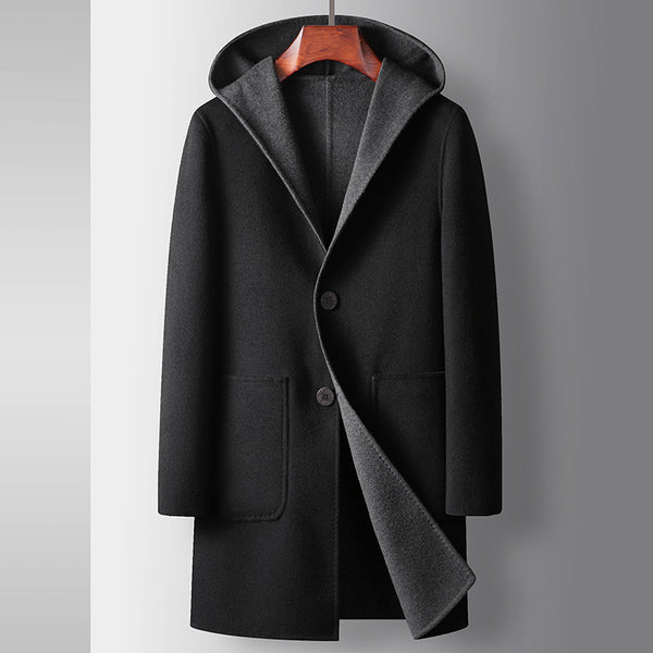 Abrigo de Lana Reversible para Hombre con Capucha