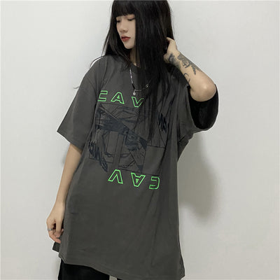 Camiseta Batik Vintage Verde Fluorescente con Estampado de Letras - Image 14