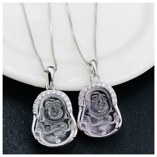 Collar de Plata Estilo Étnico con Colgante Buda Diamantado - Image 16