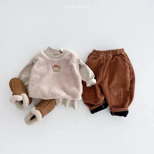 Pantalones de Pana Coreanos con Forro Polar y Parches - Image 11