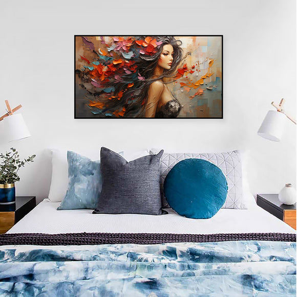 Cuadro Abstracto Pintura al Óleo Mujer Elegante Arte Moderno Textura Lienzo Decorativo