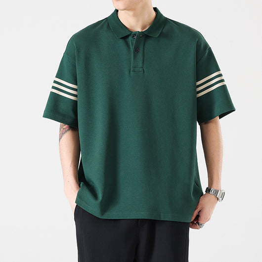 Playera Estampada con Letras y Rayas para Hombre - Estilo Personalidad