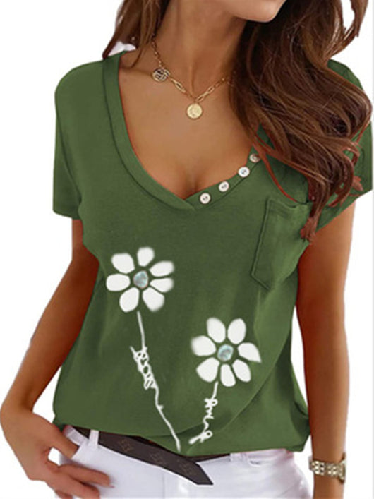 Camiseta Slim Fit Cuello V con Estampado Manga Corta - Image 11