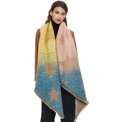 Chal Cálido Mujer Tejido Jacquard Combinado Otoño Invierno XINGX - Image 4