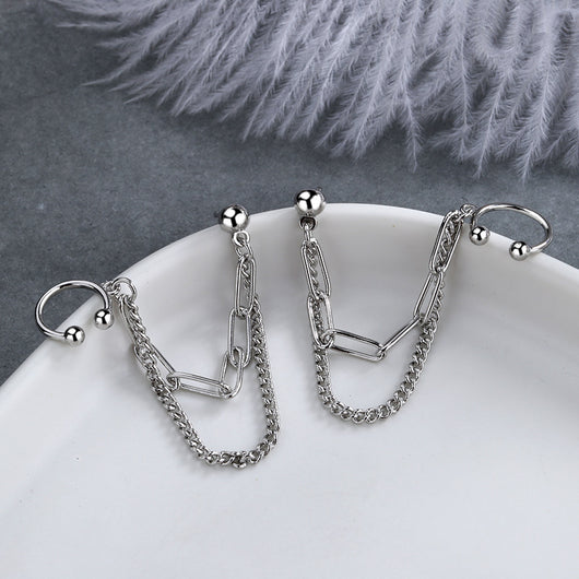 Aretes de Cadena Doble Coreanos con Personalidad - Diseño Trendy Net Red - Image 9