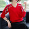 Camisa Tejida Suelta Estilo Western con Bordados