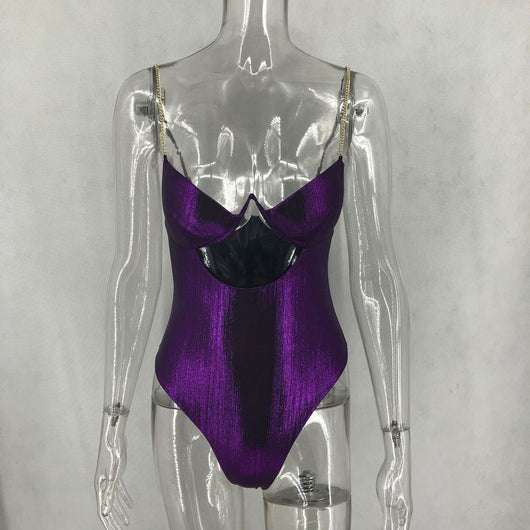 Traje de Baño Entero de Satén Elástico en Color Puro - Image 12