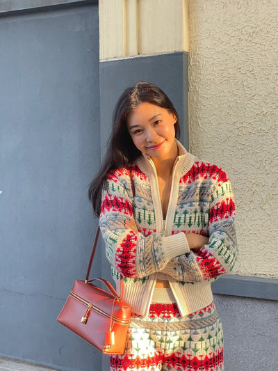 Suéter de Lana Tejido Jacquard Grueso Estilo Retro para Mujer - Image 9