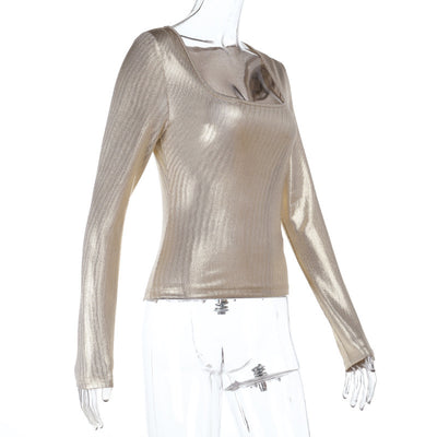 Blusa Larga Ajustada con Cuello Cuadrado y Efecto Bronceado para Mujer - Image 10