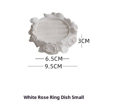 Bandeja Organizadora de Yeso Blanco con Diseño de Rosa - Image 5