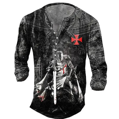 Camiseta Manga Larga para Hombre con Botones de Solapa Abierta e Impresión Digital - Image 39