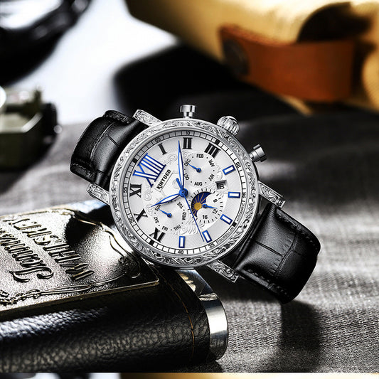 Reloj Automático Mecánico Hombre con Rotor Hueco y Luminiscencia Nocturna Resistente al Agua