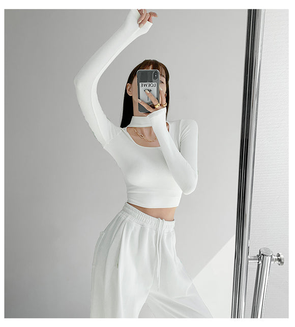 Blusa Halter con Escote Clavicular Hueco