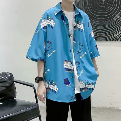 Camisa Floral para Pareja Estilo Hong Kong - Top Japonés Unisex - Image 6