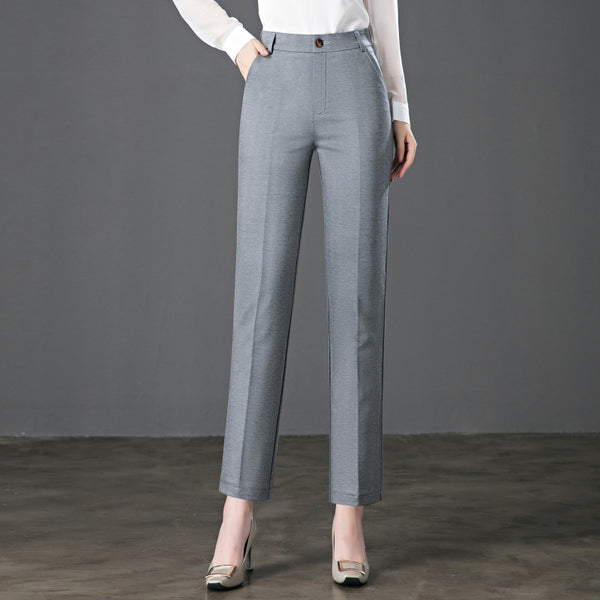 Pantalones Rectos Holgados Cintura Alta Elásticos para Otoño